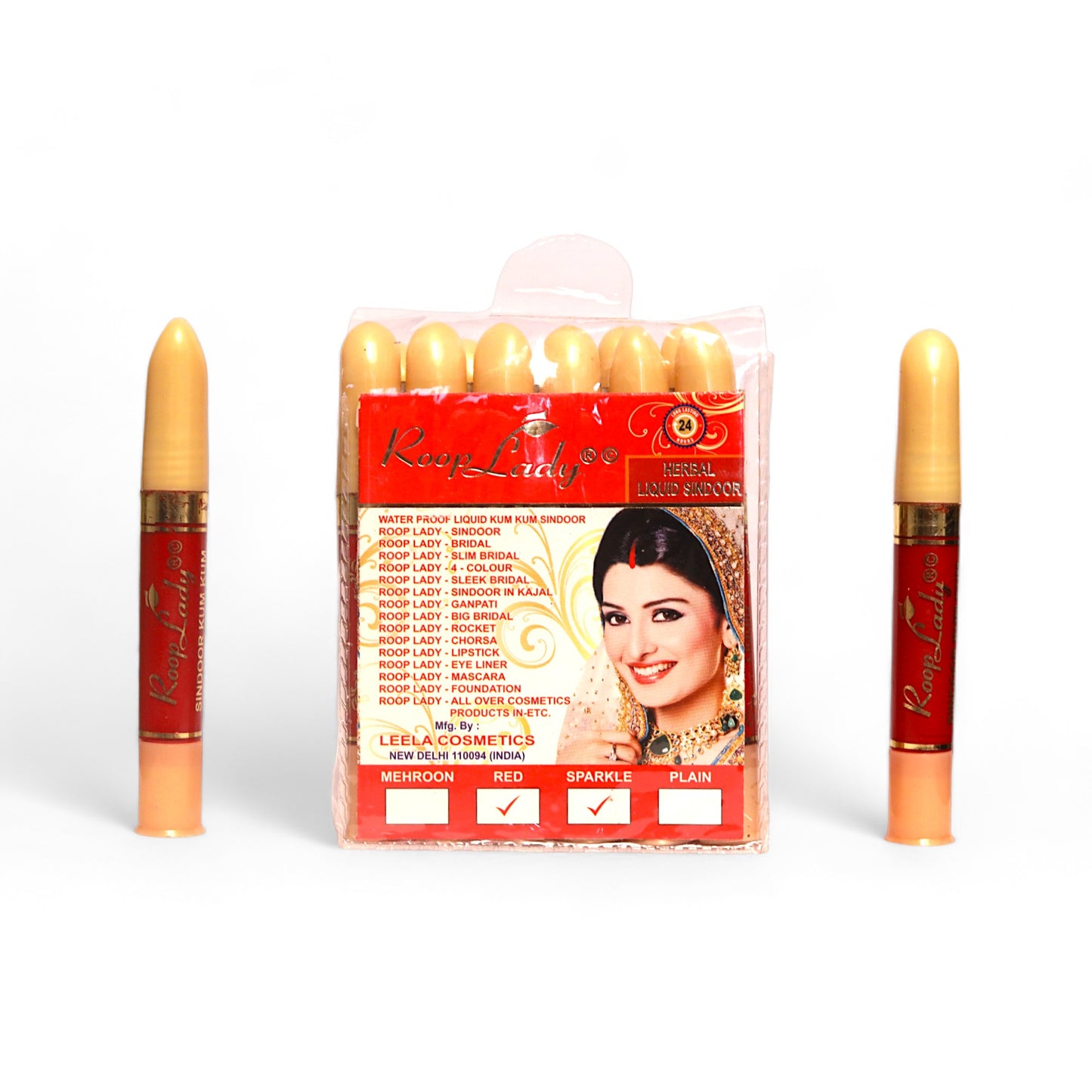 Rooplady Herbal Liquid Kum Kum Sindoor Waterproof R-9 (Pack of 12)