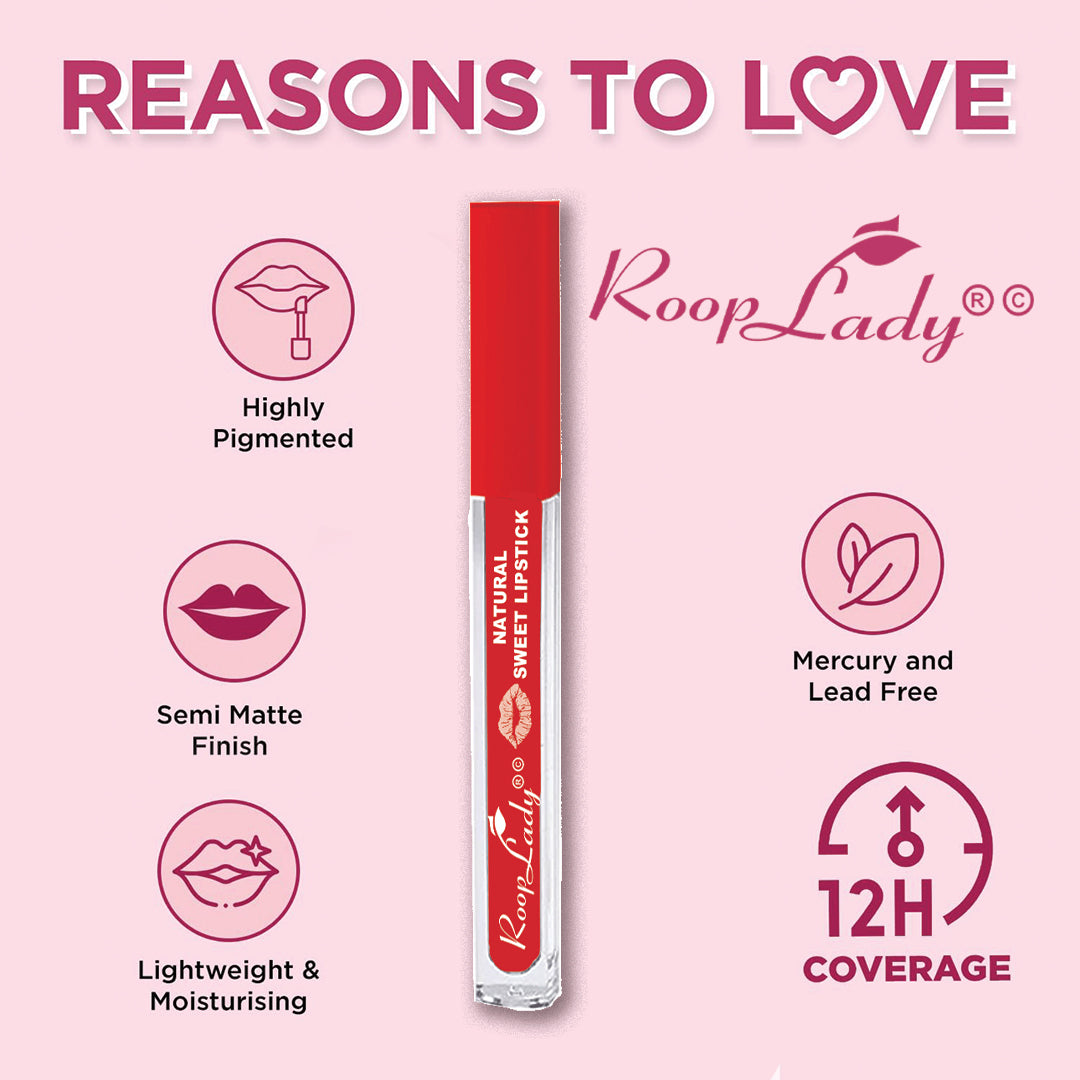 RoopLady Natural Sweet Lipstick Waterproof | Non Transfer Long Lasting Matte Lipstick
