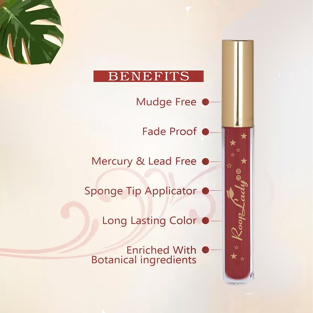 Rooplady Sindoor Liquid HD Matt sindoor for women Maroon Pack of 6