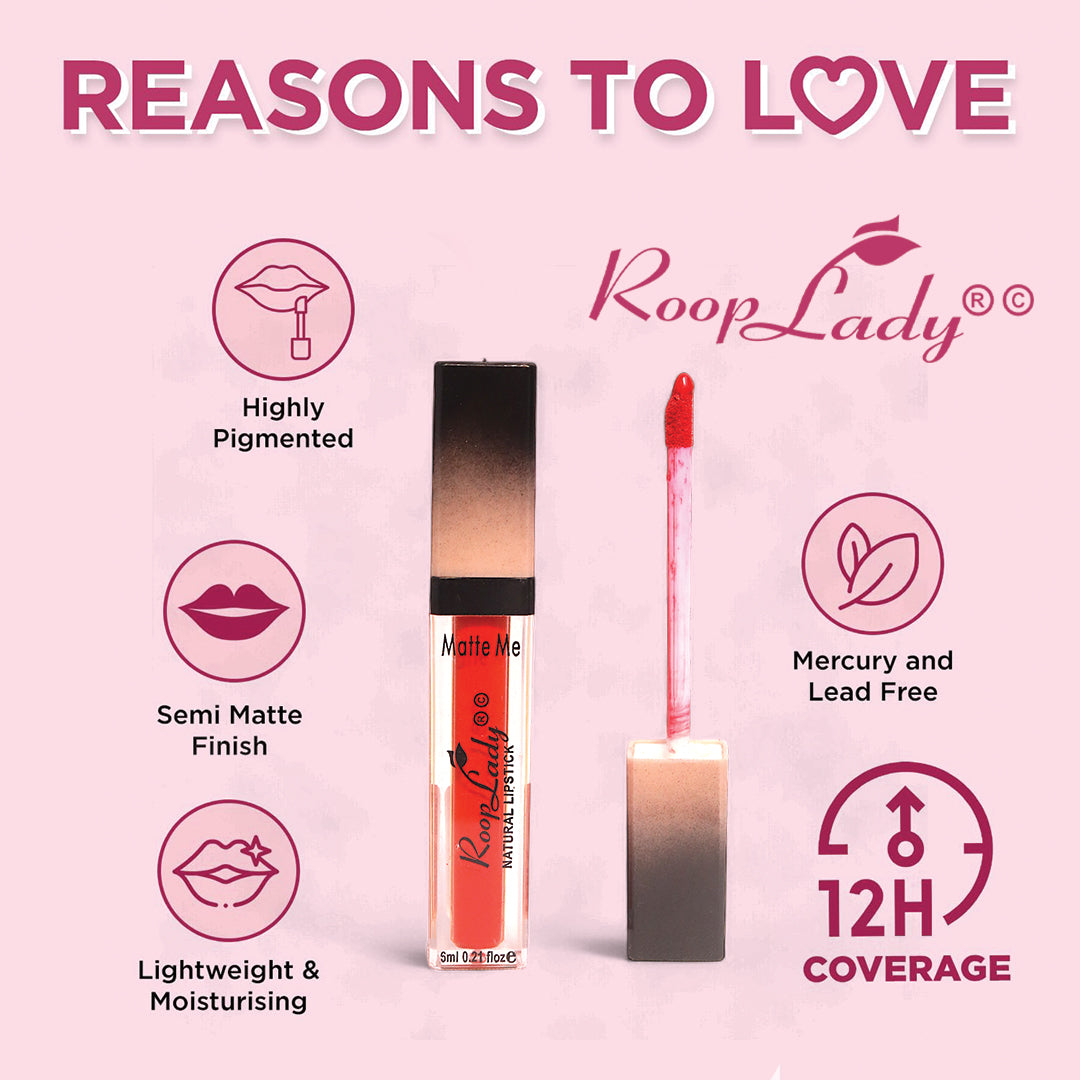 RoopLady Matte Me Valvet Touch Natural Lipstick (Pack of 6)