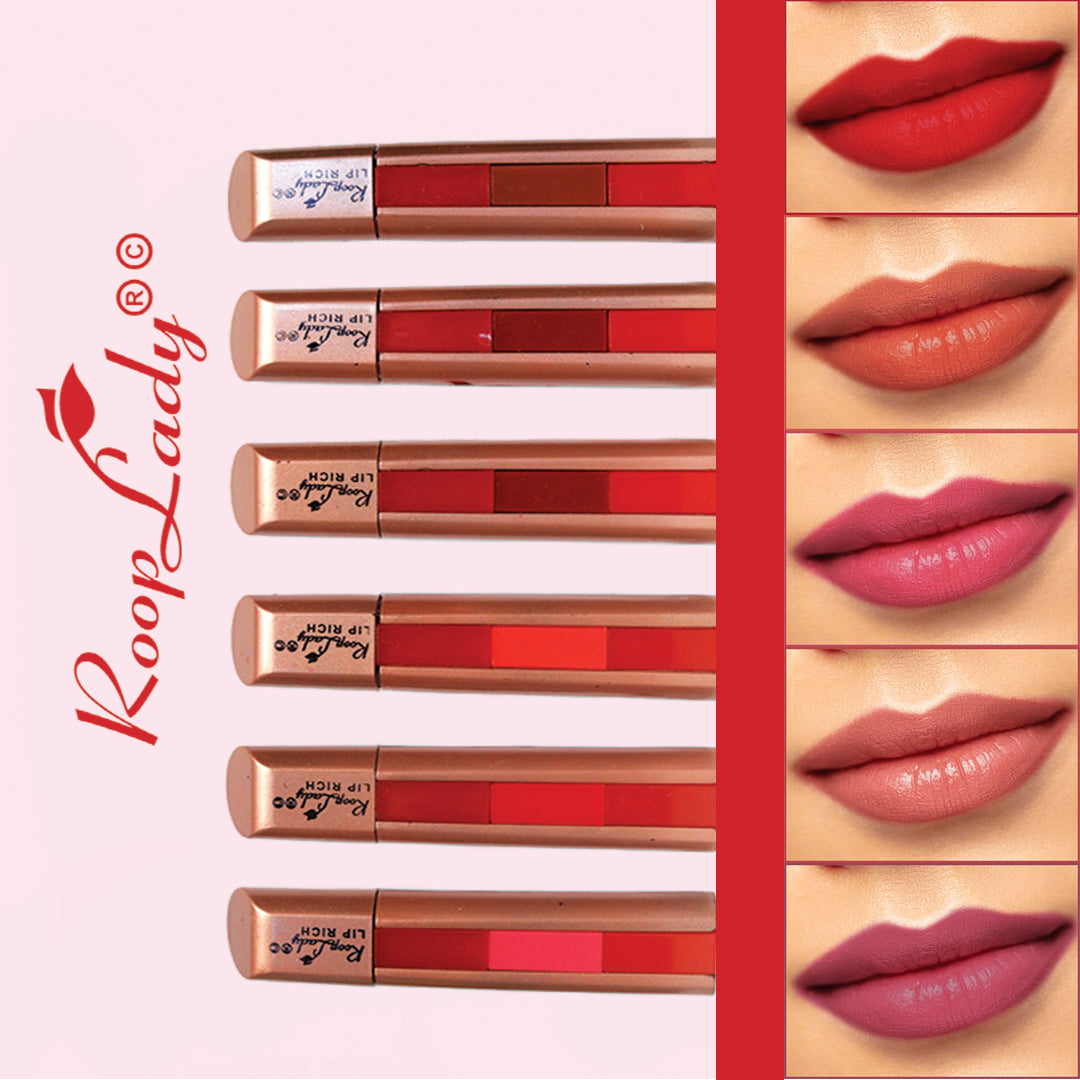 RoopLady 3 in 1 Natural Lip Rich Lipstick mix color (Pack of 12)