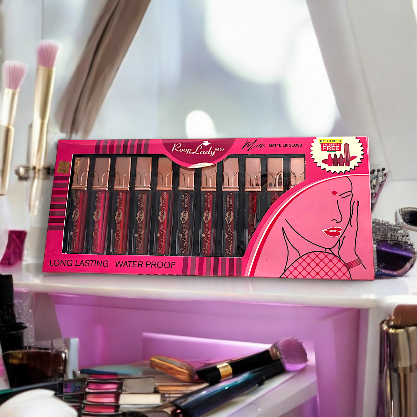 Rooplady Natural Love First Liquid Lipstick pack of 12 (Mixcolor)