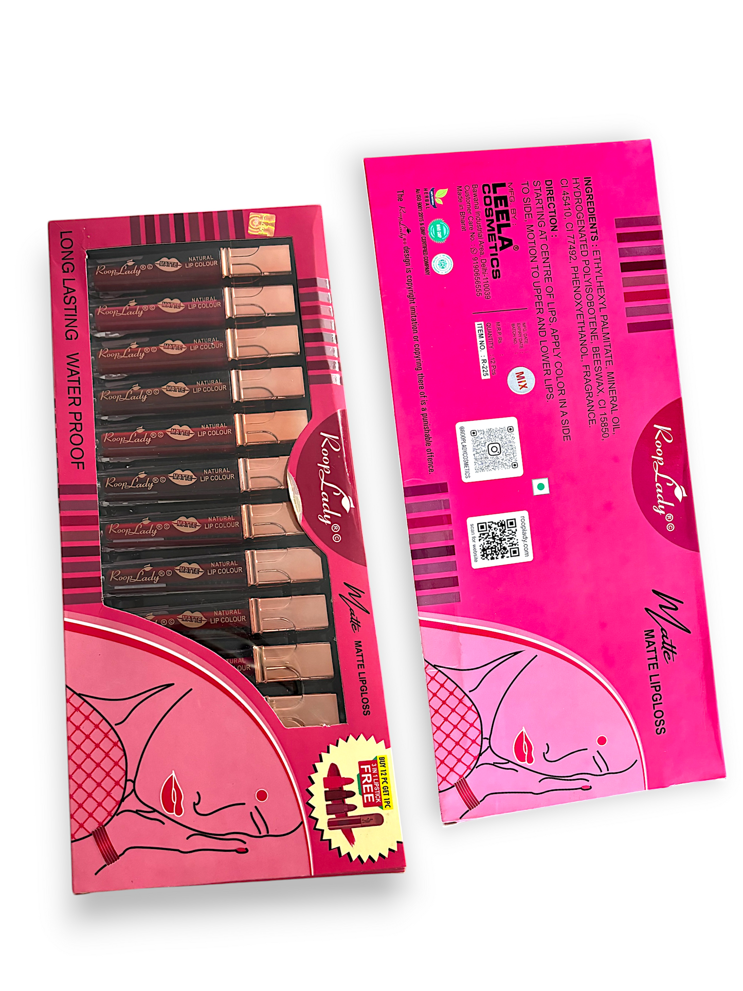 Rooplady Natural Love First Liquid Lipstick pack of 12 (Mixcolor)