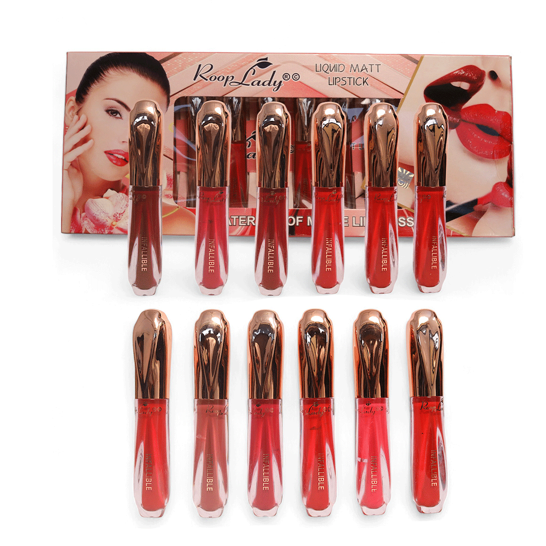 Roop Lady All Day Rich Colour Long Lasting Liquid Matte Lipstick for Women Pack of 12