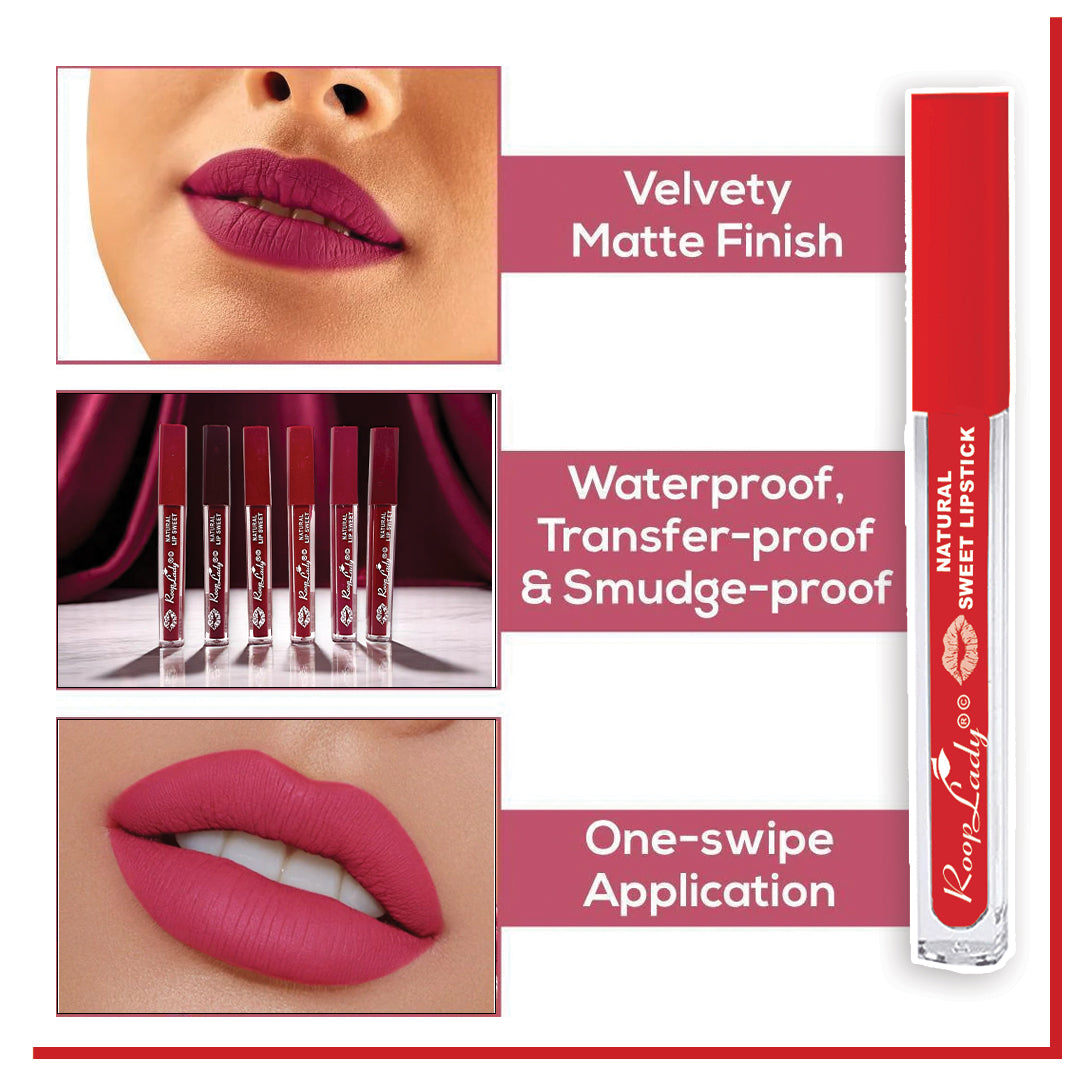 RoopLady Natural Sweet Lipstick Waterproof | Non Transfer Long Lasting Matte Lipstick