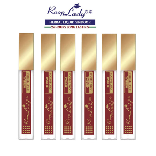 RoopLady Water Resistant & Smudge proof R20 Maroon Herbal Liquid Sindoor for women Mercury & Lead Free Liquid (pack of 6)
