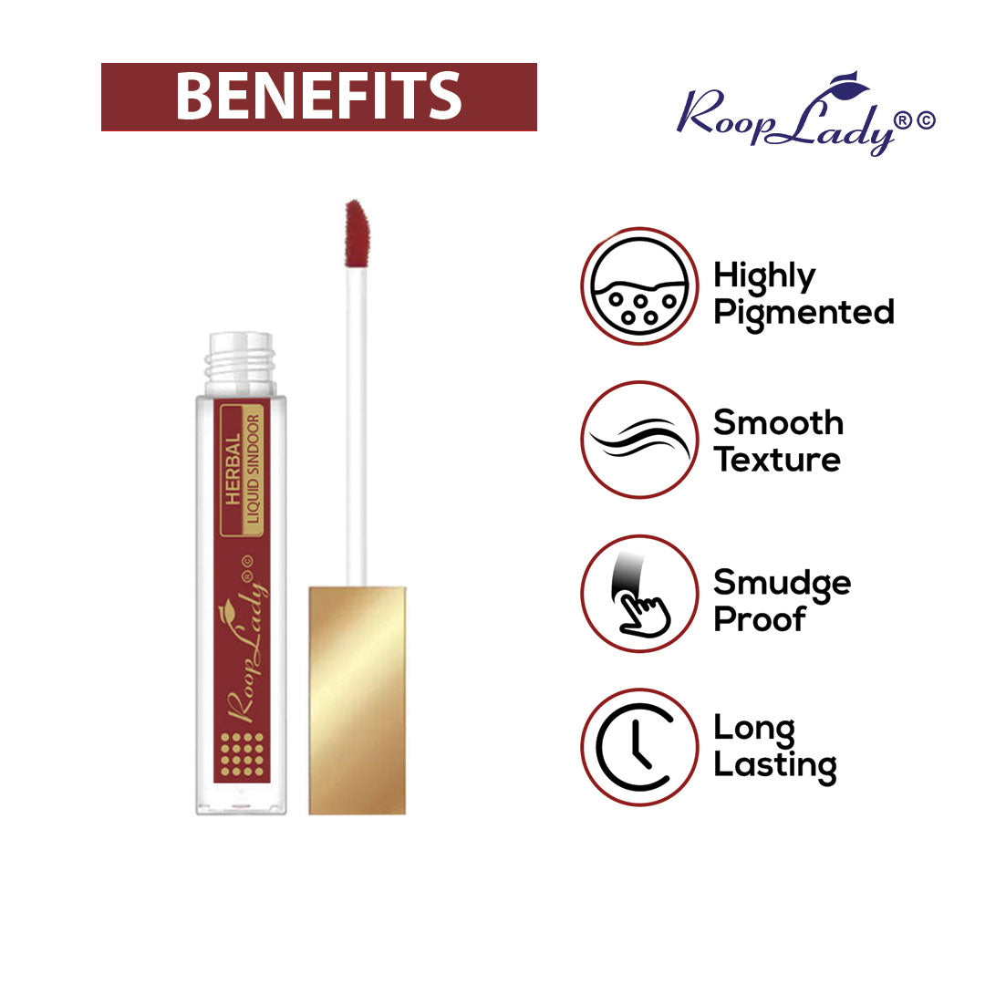 RoopLady Water Resistant & Smudge proof R20 Maroon Herbal Liquid Sindoor for women Mercury & Lead Free Liquid (pack of 6)