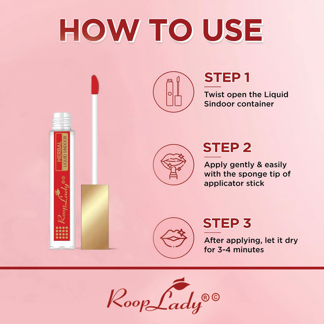 RoopLady Water Resistant & Smudge proof R20 Maroon Herbal Liquid Sindoor for women Mercury & Lead Free Liquid (pack of 6)