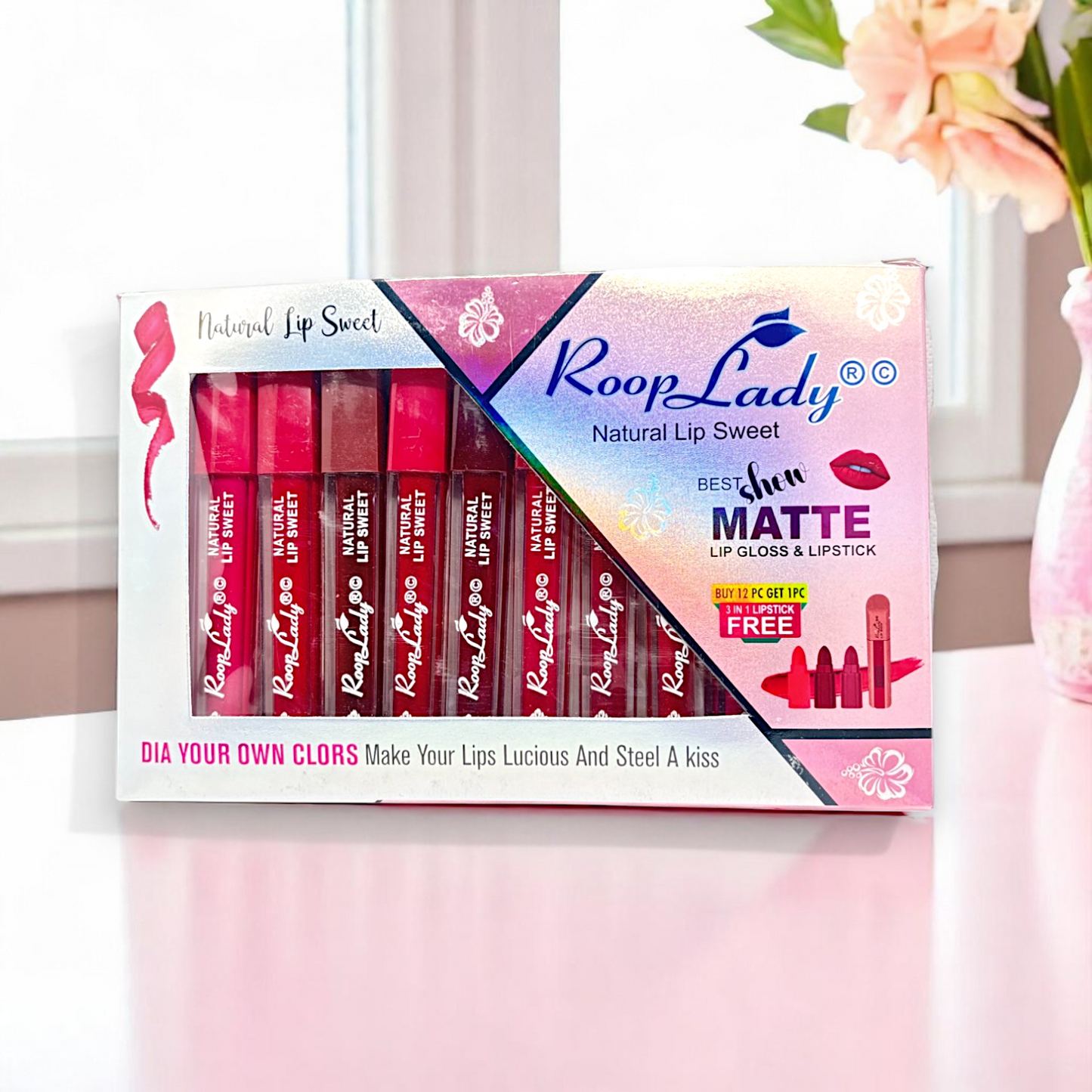 RoopLady Natural Sweet Lipstick Waterproof | Non Transfer Long Lasting Matte Lipstick