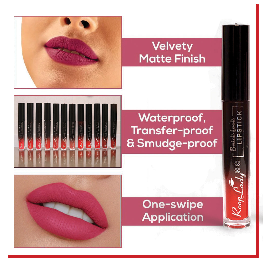 Rooplady Black Look lipstick for women Matte & Waterproof Liquid Lipsticks for women